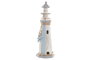 DKD Home Decor Figura Mediterraneo - Faro Decorativo LED, Azul y Blanco, 12 x 38 x 12 cm, Incluye 2 Unidades, Funciona con 2 Baterías AAA