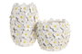 DKD Home Decor Jarrón Shabby Blanco Amarillo Margaritas Cerámica 21 x 18 x 21 cm