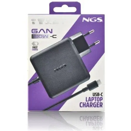 NGS GAN100W-C Cargador de Pared GaN USB-C 100W Automático para Portátil, Tablet y Smartphone, Voltaje 5-20V NGS GAN100W-C Cargador de Pared GaN USB-C 100W Automático para Portátil, Tablet y Smartphone, Voltaje 5-20V