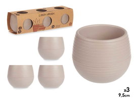 Ibergarden Set 3 Macetas Reserva Agua 9.5 cm Taupe (12.5x11x38 cm) (Set de 6)