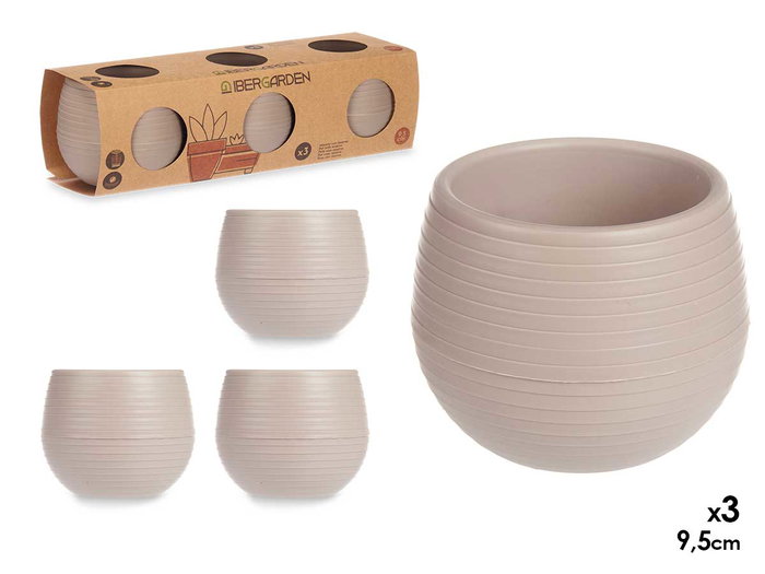Ibergarden Set 3 Macetas Reserva Agua 9.5 cm Taupe (12.5x11x38 cm) (Set de 6) Ibergarden Set 3 Macetas Reserva Agua 9.5 cm Taupe (12.5x11x38 cm) (Set de 6)