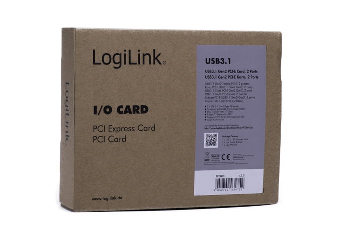 LogiLink PC0080 Tarjeta de Expansión PCIe con 2 Puertos USB-A 3.2 Gen 1
