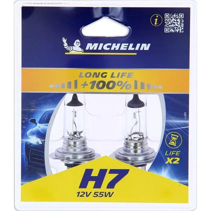 Michelin H7 12V 55W LIFE + 50% Bombilla de Coche - Pack x2