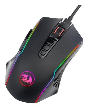 Redragon M910-KS Ranger Lite RGB Ratón Ergonómico para Gaming, Conexión USB/2.4GHz, 9 Botones, 4000 DPI, Negro