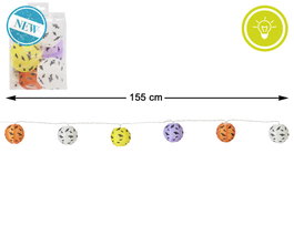 Atosa Guirnalda Decorativa de Halloween de 155 cm con 6 Farolillos de Colores LED y Diseño de Murciélagos