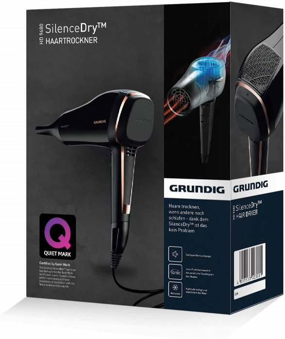Grundig Ionic Silence Dry - Secador de Pelo Ionic - Secador Iónico Profesional Silencioso para un Secado Rápido y Suave
