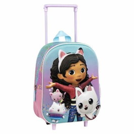 Cerdá Mochila Infantil Trolley 3D La Casa de Muñecas de Gabby Pink