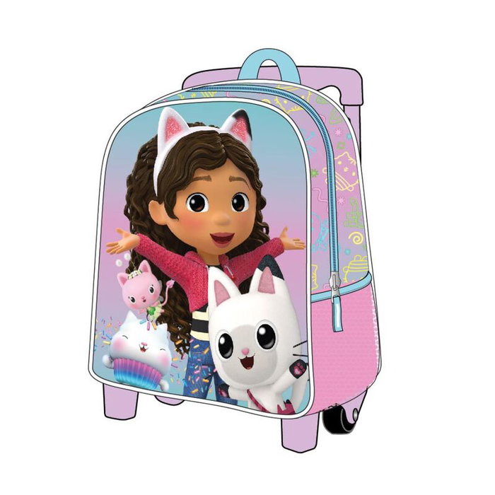 Cerdá Mochila Infantil Trolley 3D La Casa de Muñecas de Gabby Pink