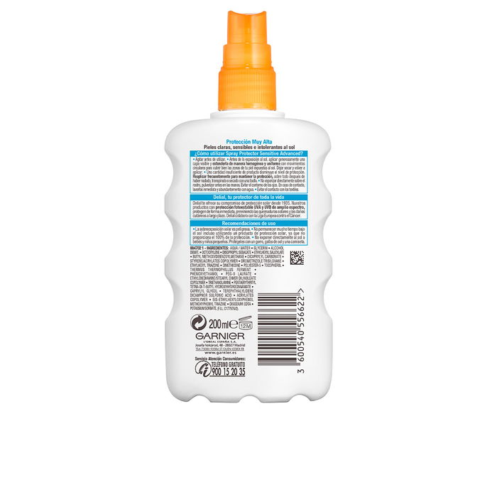 Garnier SENSITIVE ADVANCED Protector Solar Corporal Spray SPF50+ 200 ml Para Pieles Sensibles