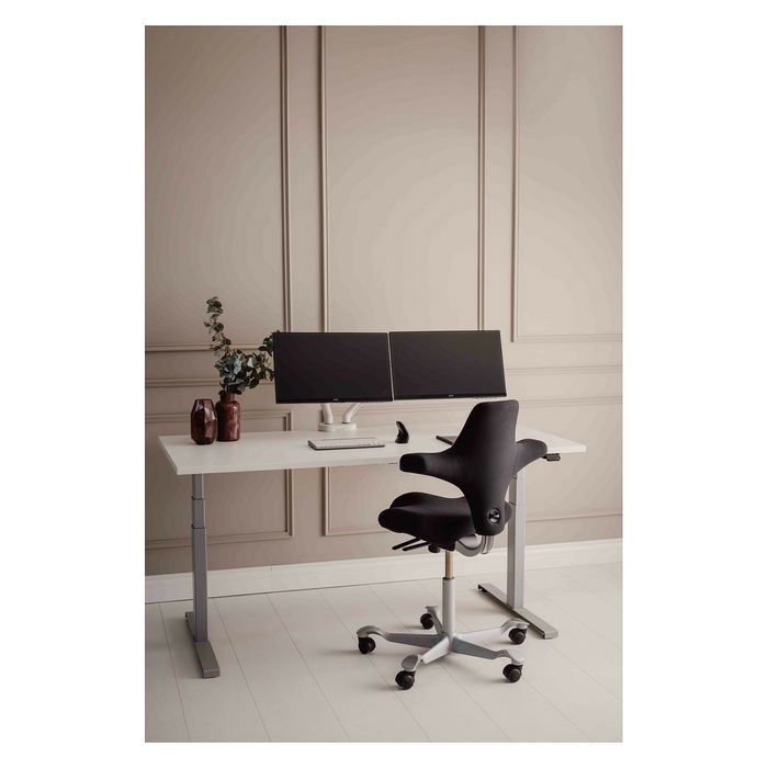 BakkerElkhuizen BE Flexible Dual Brazo Monitor para 2 Pantallas con Abrazadera, Ajustable, 17" a 35", Hasta 20 kg, Blanco