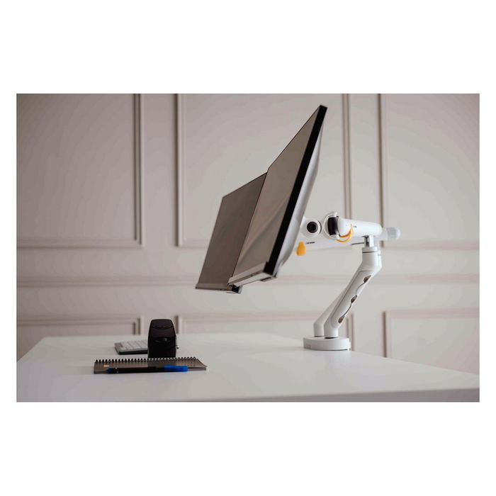 BakkerElkhuizen BE Flexible Dual Brazo Monitor para 2 Pantallas con Abrazadera, Ajustable, 17" a 35", Hasta 20 kg, Blanco