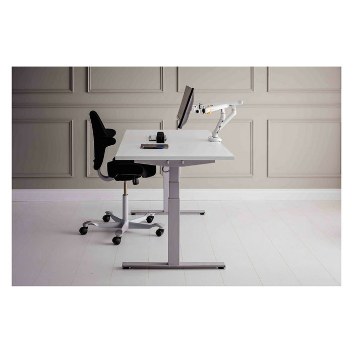 BakkerElkhuizen BE Flexible Dual Brazo Monitor para 2 Pantallas con Abrazadera, Ajustable, 17" a 35", Hasta 20 kg, Blanco