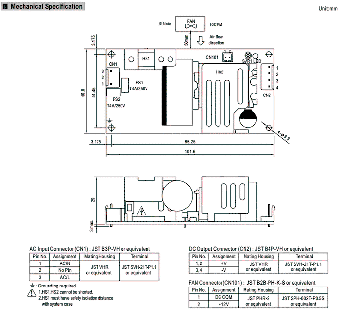 MEAN WELL EPS-120-15 Fuente de alimentación abierta de 120W 15V DC