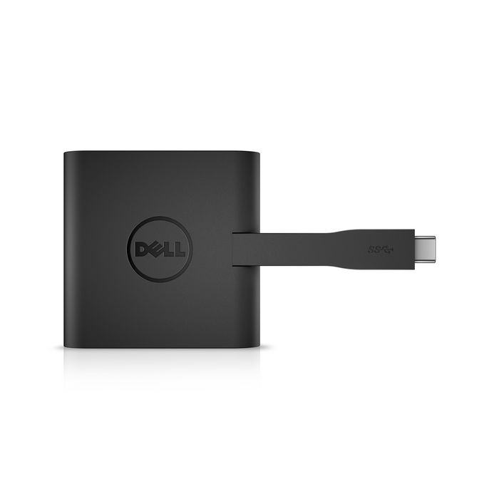 Dell Adaptador USB-C a HDMI VGA Ethernet USB 3.0 Hub Multifunción, Gigabit Ethernet, Plug and Play, Negro