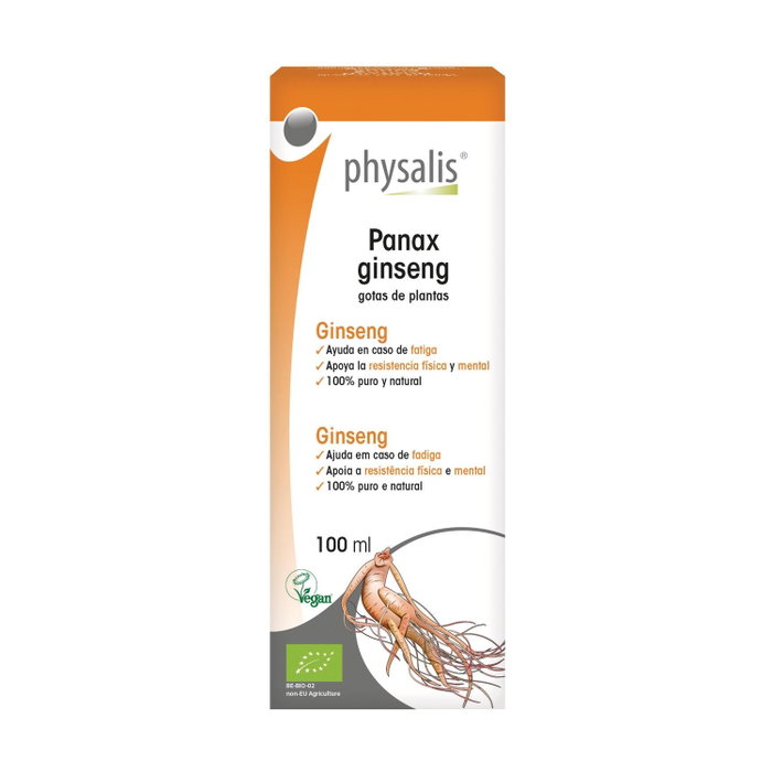 Physalis Extracto Panax Ginseng BIO 100 ml Complemento Alimenticio para Fatiga y Resistencia Física y Mental Physalis Extracto Panax Ginseng BIO 100 ml Complemento Alimenticio para Fatiga y Resistencia Física y Mental