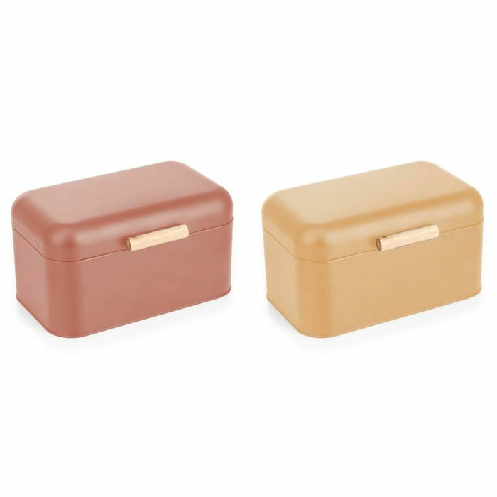 DKD Home Decor Set de 2 Paneras de Metal y Bambú, Colores Terracota y Amarillo DKD Home Decor Set de 2 Paneras de Metal y Bambú, Colores Terracota y Amarillo