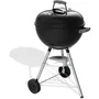 Weber Barbacoa de carbón Bar-B-Kettle 47 cm con termómetro incorporado, acero esmaltado negro para 6 personas