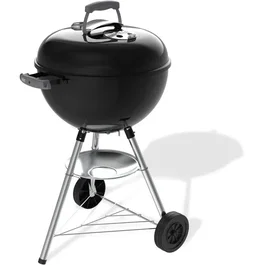 Weber Barbacoa de carbón Bar-B-Kettle 47 cm con termómetro incorporado, acero esmaltado negro para 6 personas