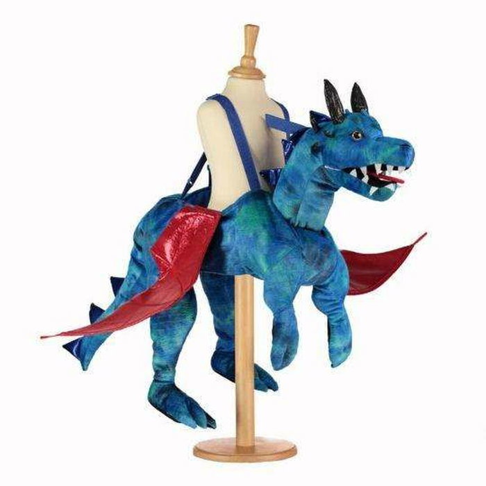 Liragram Disfraz de niño Dragón azul con tirantes, 4 a 6 años