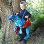 Liragram Disfraz de niño Dragón azul con tirantes, 4 a 6 años