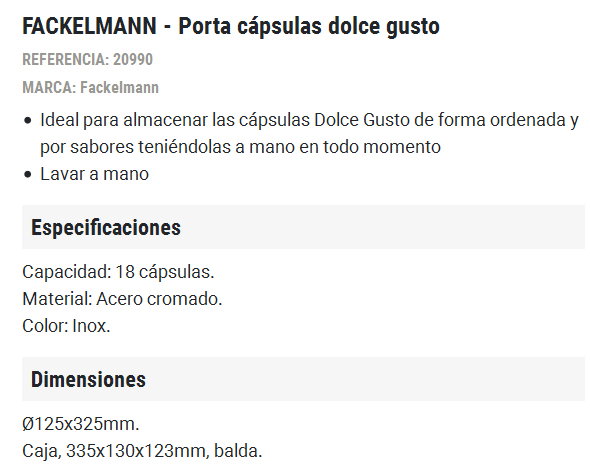 FACKELMANN Porta-cápsulas Dolce Gusto