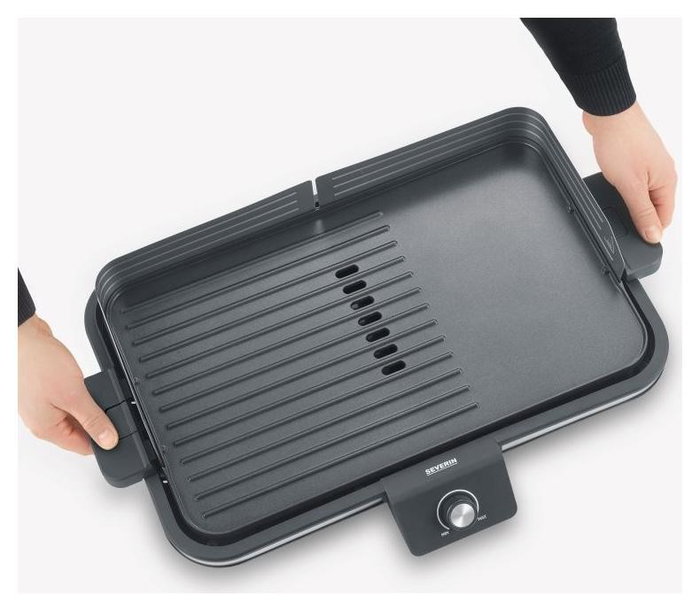 Severin Plancha Eléctrica Grill con Placa Antiadherente Extraíble Negro