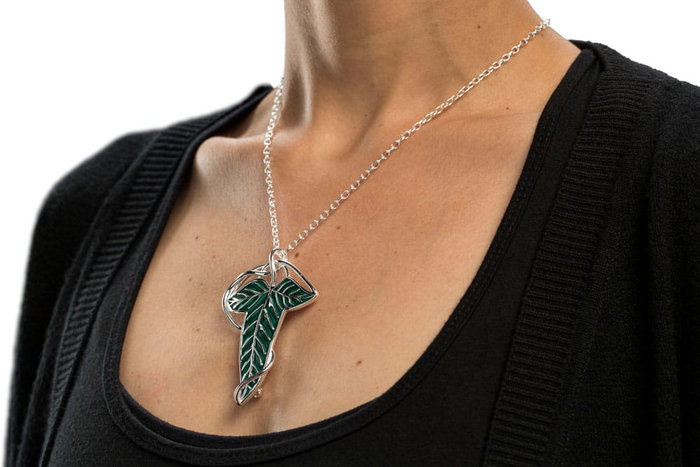 Weta Workshop El Señor de los Anillos Réplica 1/1 Broche & Collar Hoja élfica (Plata de ley)