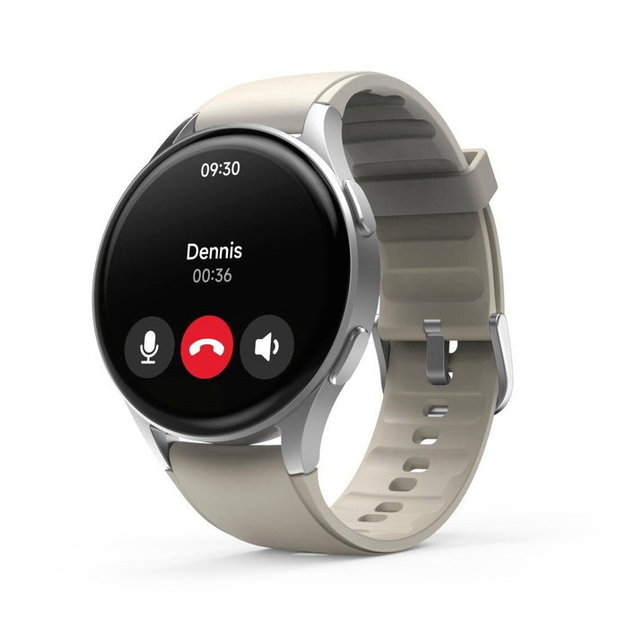 Hama 8900 Smartwatch de plata con pulsera de silicona beige, GPS, AMOLED, Android/iOS Hama 8900 Smartwatch de plata con pulsera de silicona beige, GPS, AMOLED, Android/iOS
