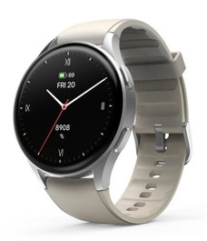 Hama 8900 Smartwatch de plata con pulsera de silicona beige, GPS, AMOLED, Android/iOS