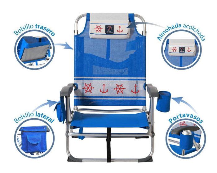 G. Silla de Aluminio 87X51X23 Cm Texteline 2X1 Azul