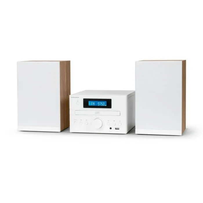 Thomson micro sound system bt radio fm/cd/mp3/usb wood finish white mic121bt