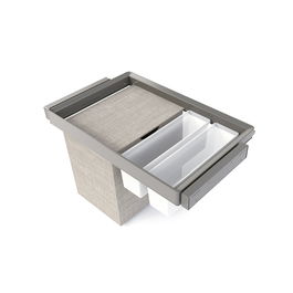 Emuca Kit de 2 bandejas auxiliares, 1 cesto y bastidor regulable Quartz para armarios, guías de cierre suave y extracción total, Módulo 80cm, Acabado Titanio