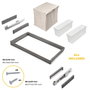 Emuca Kit de 2 bandejas auxiliares, 1 cesto y bastidor regulable Quartz para armarios, guías de cierre suave y extracción total, Módulo 80cm, Acabado Titanio