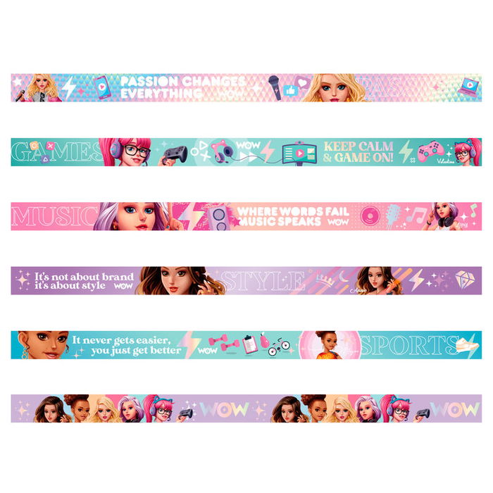 WOW GENERATION Blister Surtido Cintas Decorativas Washi Tapes para Niñas, Kit con Dispensador