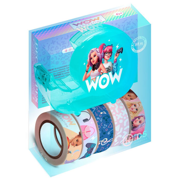 WOW GENERATION Blister Surtido Cintas Decorativas Washi Tapes para Niñas, Kit con Dispensador