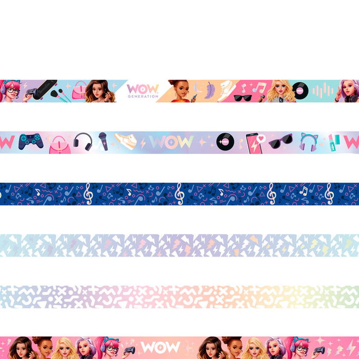 WOW GENERATION Blister Surtido Cintas Decorativas Washi Tapes para Niñas, Kit con Dispensador