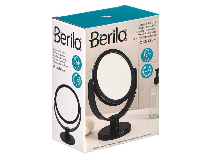 Berilo Espejo Pie Doble Cara Negro 13 x 17.5 x 8 cm (Set de 12)