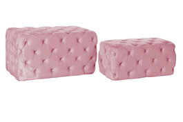 DKD Home Decor Set Descalzadora 2 Piezas Rosa Terciopelo