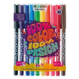 MOOVING Rotuladores Colores Brillantes Estuche de 10