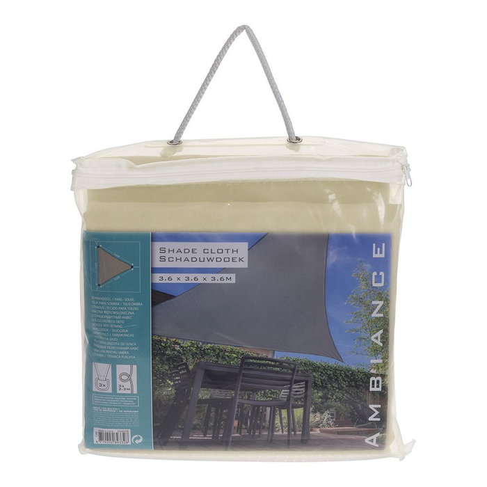 Ambiance Toldo Vela Triángulo 3,60 x 3,60 x 3,60 m Color Arena Protección Solar UPF 50+