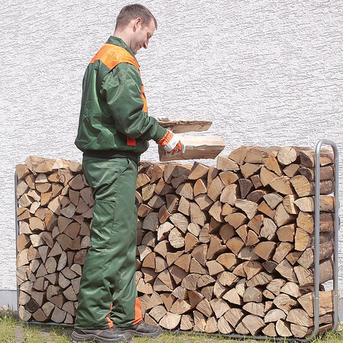 Wolfcraft Soporte Metálico Extensible para Almacenar Leña 5122000 | Capacidad 1,17 m³ | Ajustable 1,72 - 2,34 m