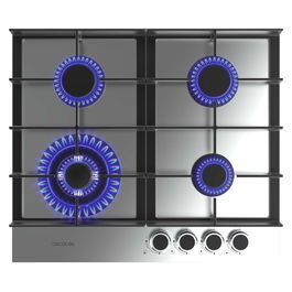 Cecotec Placa de gas 4 fuegos Bolero Squad G 4400F Inox 8000W acero inoxidable WOK
