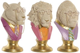DKD Home Decor Set de 3 Figuras de Resina Tigre, León y Gorila