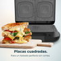 Cecotec 02953 Sandwichera Rock'ntoast Square + Negro, Acero inoxidable