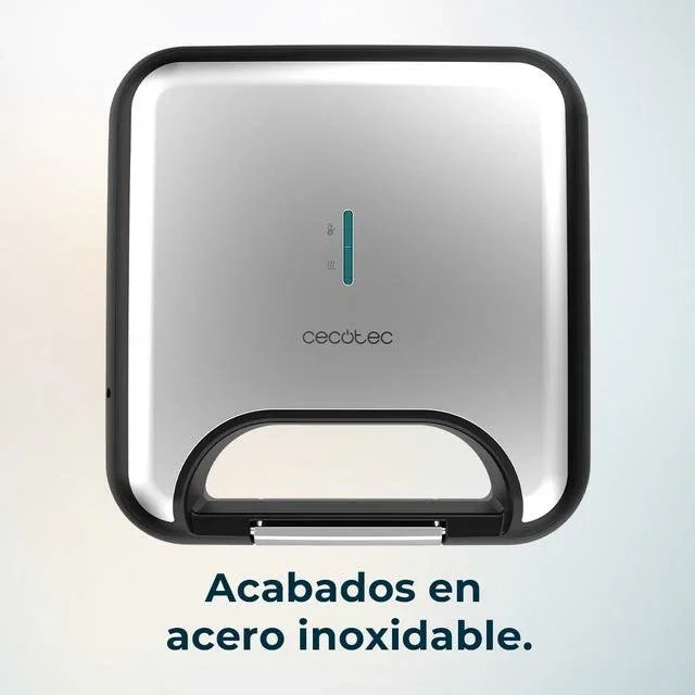 Cecotec 02953 Sandwichera Rock'ntoast Square + Negro, Acero inoxidable