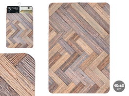 Kinvara Alfombra Cocina Efecto Madera Poliester y TPE 40x60 cm (Set de 24)