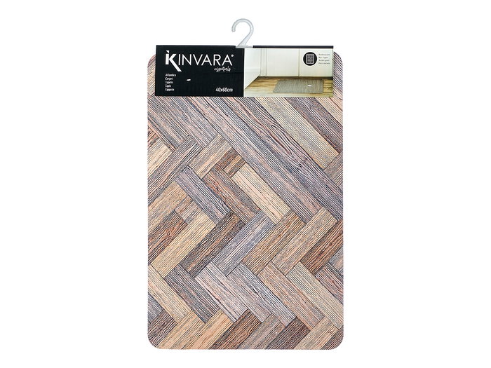 Kinvara Alfombra Cocina Efecto Madera Poliester y TPE 40x60 cm (Set de 24)
