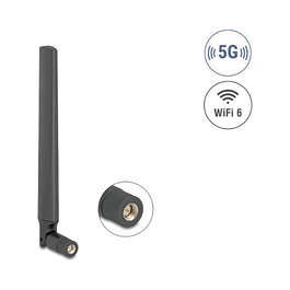 DeLOCK 81463 Antena Omnidireccional 5G LTE GNSS WiFi 6 SMA Negra