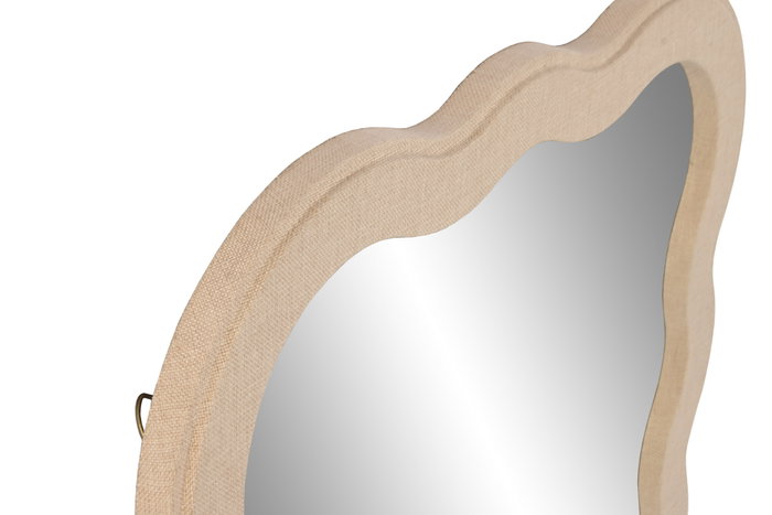 DKD Home Decor Espejo Tapizado en Lino Beige 61x91,5 cm
