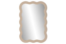 DKD Home Decor Espejo Tapizado en Lino Beige 61x91,5 cm